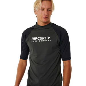 2024 Rip Curl Hombres Shock UV Chaleco De Lycra De Manga Corta 147MRV - Black Marled